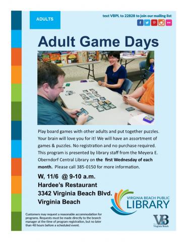 Adult Game Days flyer