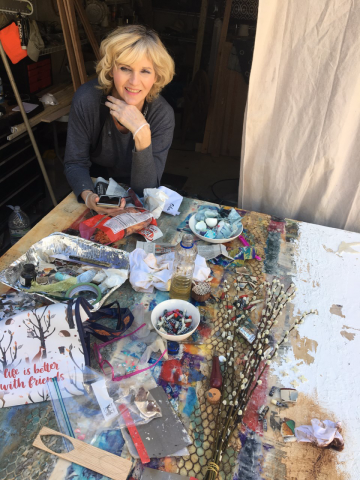 The artist, Sandra Alderman, in her studio.