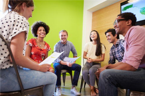 group of learners talking