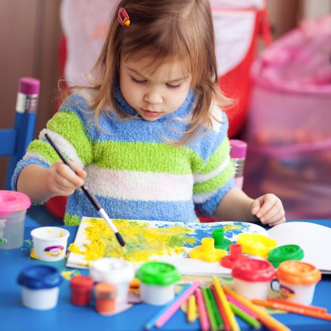 preschool girl painting