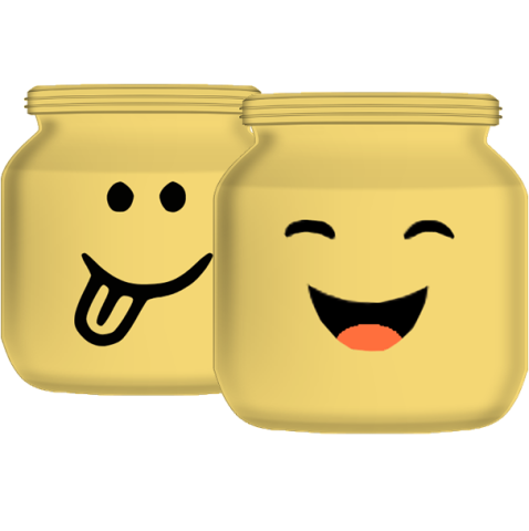 2 yellow baby jars with emoji faces on them