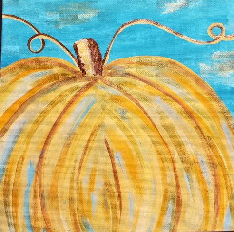 Pumpkin painted on flat canvas