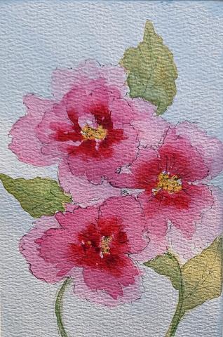 Watercolor illustration of pink flowers