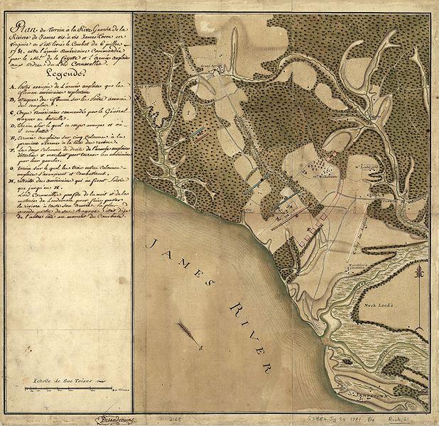 18th century map of the James river