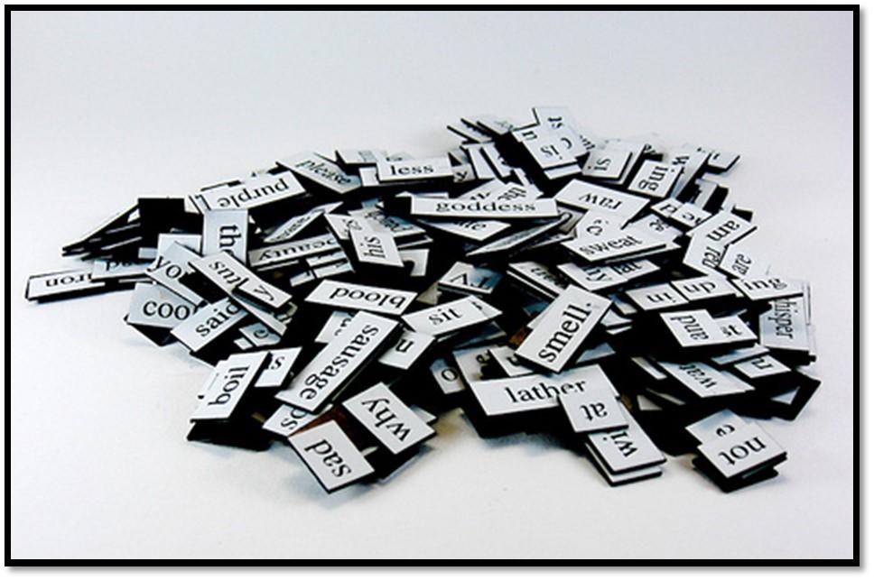 pile of magnetic poetry