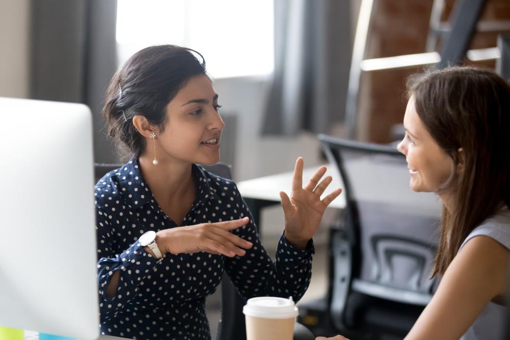 Two adults talking